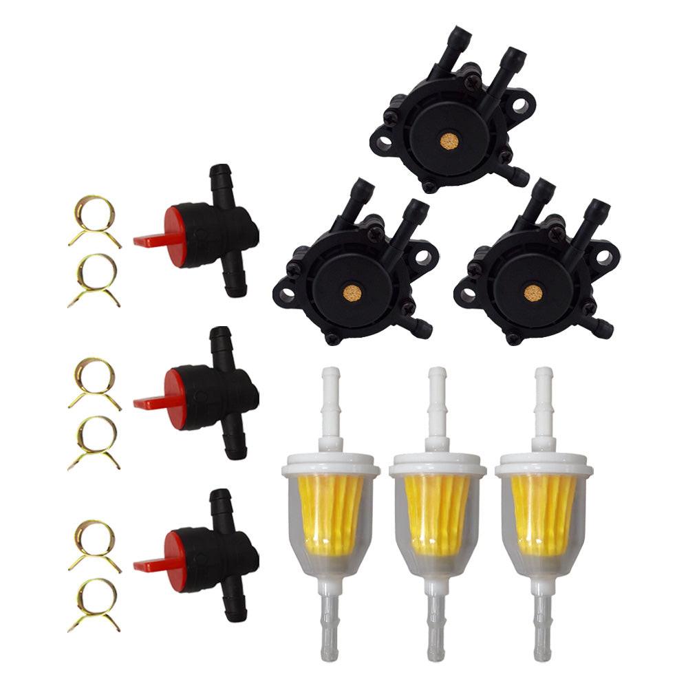 3PK Proven Part Fuel Pump, Shut Off Valves Fits Briggs Fits Kohler Lawn Mower Tractor 17-25 HP Engines
