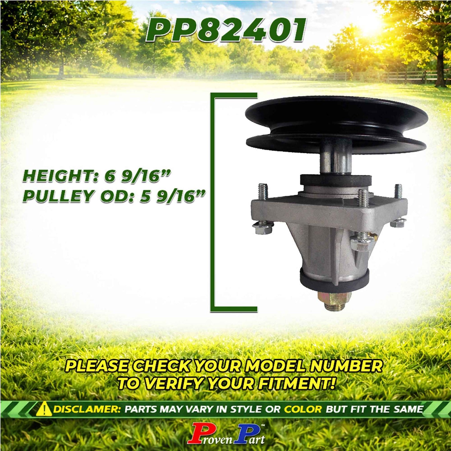 Proven Part 46" Deck Spindle w/Pulley & Belt for Cub Cadet LT1045 LT1046 618-04123 918-04123