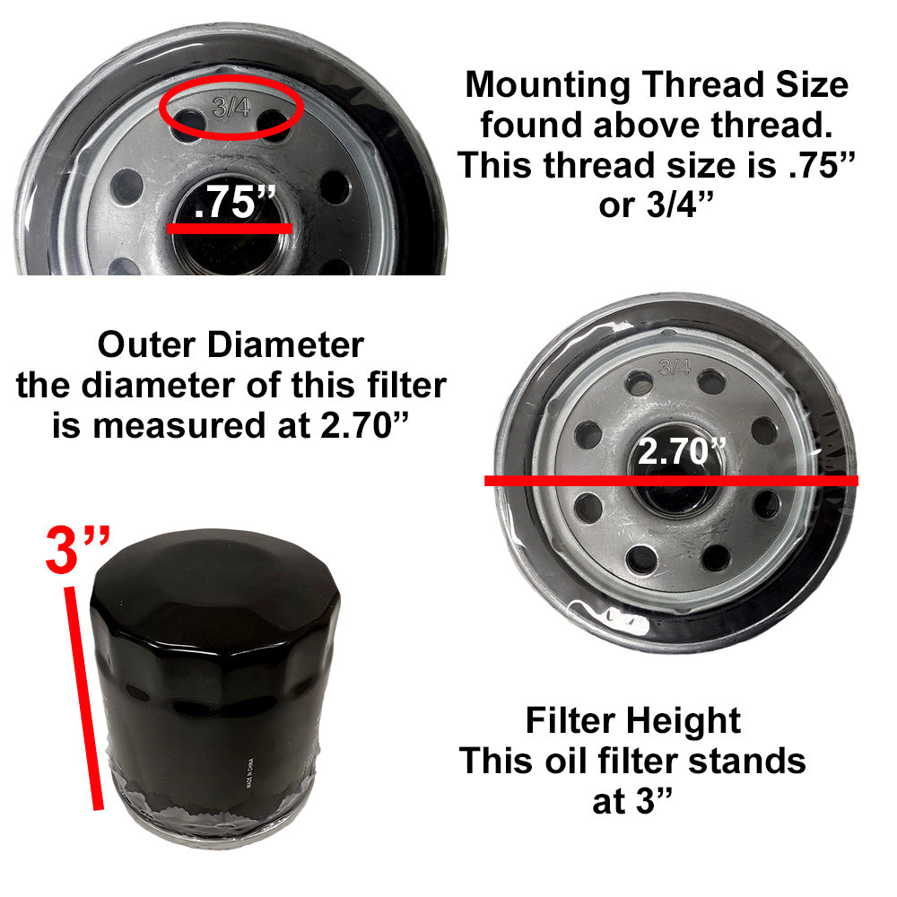 Proven Part Oil Filter Fuel Treatment 2 Quarts 30W Oil Fits Kawasaki 49065-2017, Fits Briggs 499532, Fits Kohler, 12-050-01