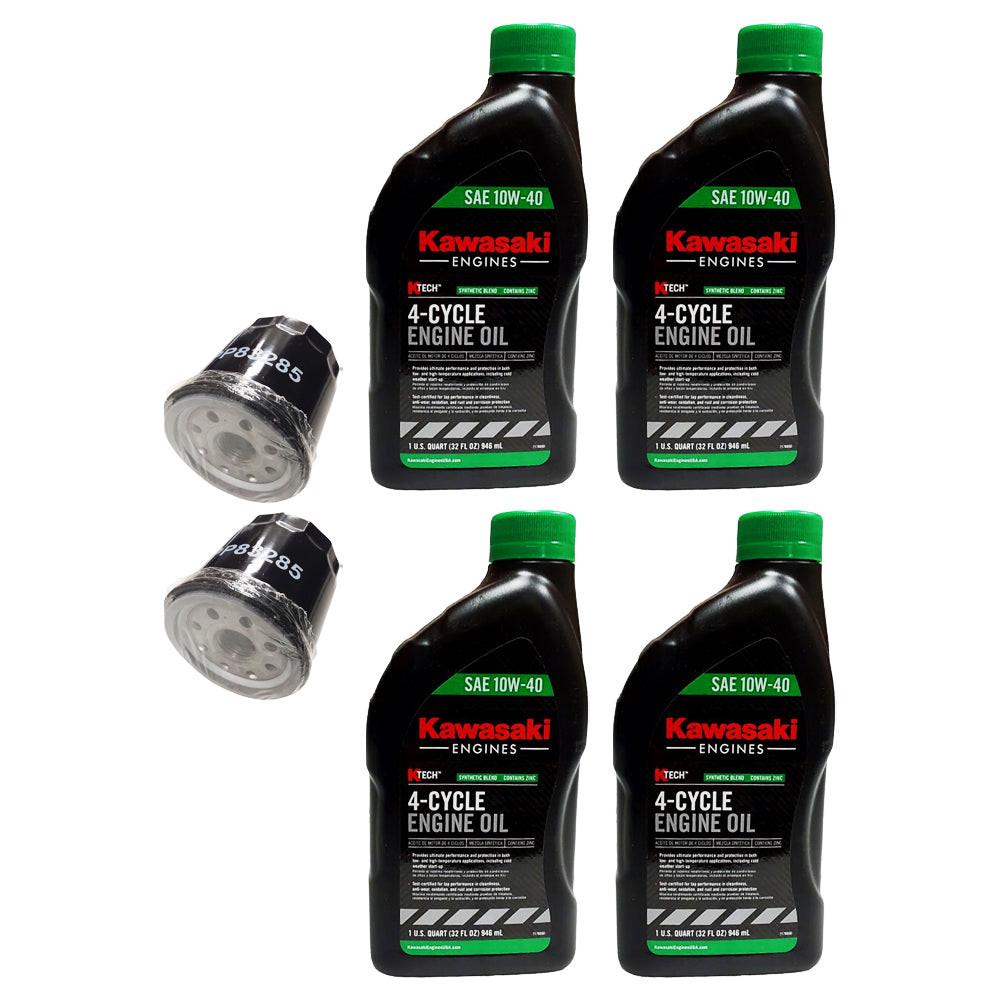 Proven Part 2 Oil Filters 4 Quarts 10W40 Oil Fits Kawasaki 103887901