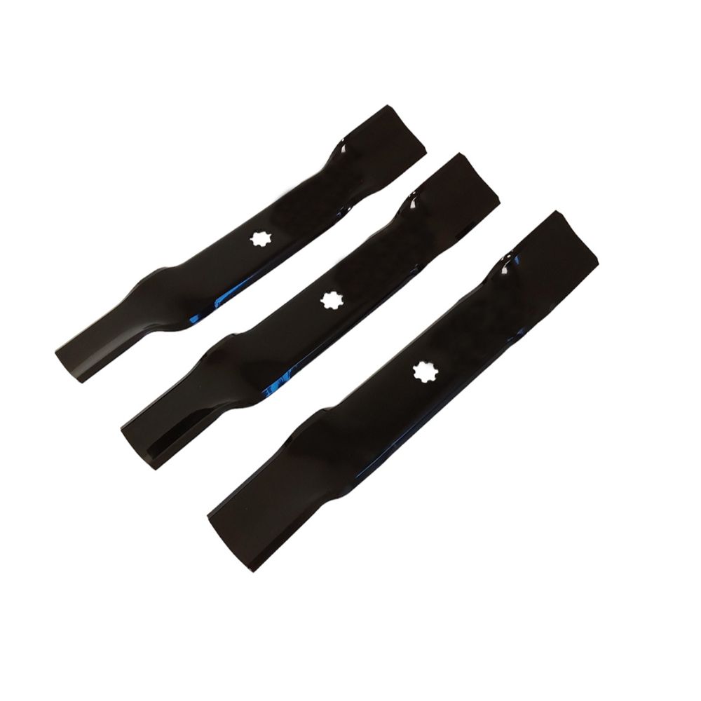 Cuchillas para cortacésped de 3 piezas probadas, estrella de 17" y 7 puntos, compatible con John Deere 145, 155C, D140, D150, D155