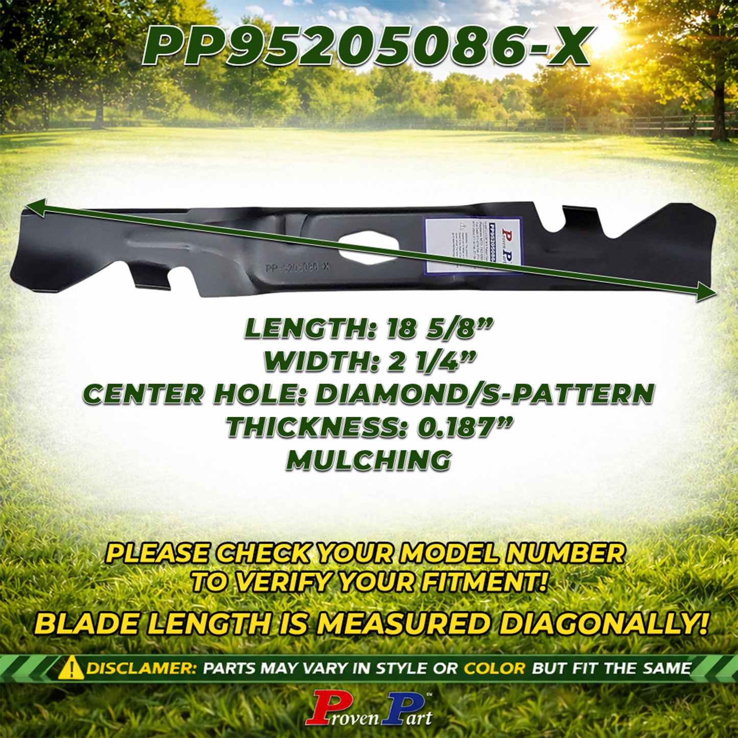 Proven Part 3-Pack Mulching Blades For Cub Cadet 54" XT1-GT54, 742-05530-X, 742-05086-X