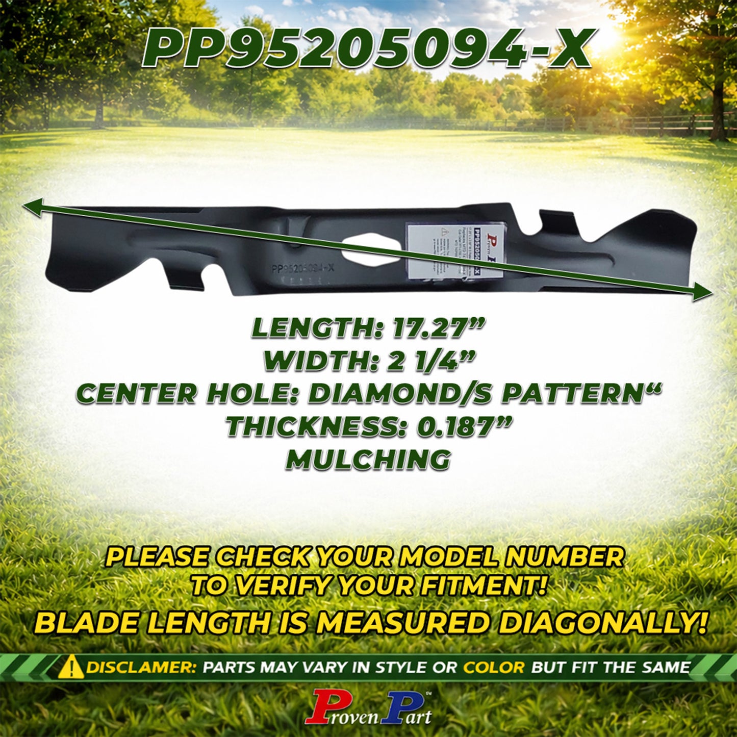 Proven Part 3-Mulching Blade For 50" Cub Cadet ZT1-50 742-050941-X 742P05094 17In