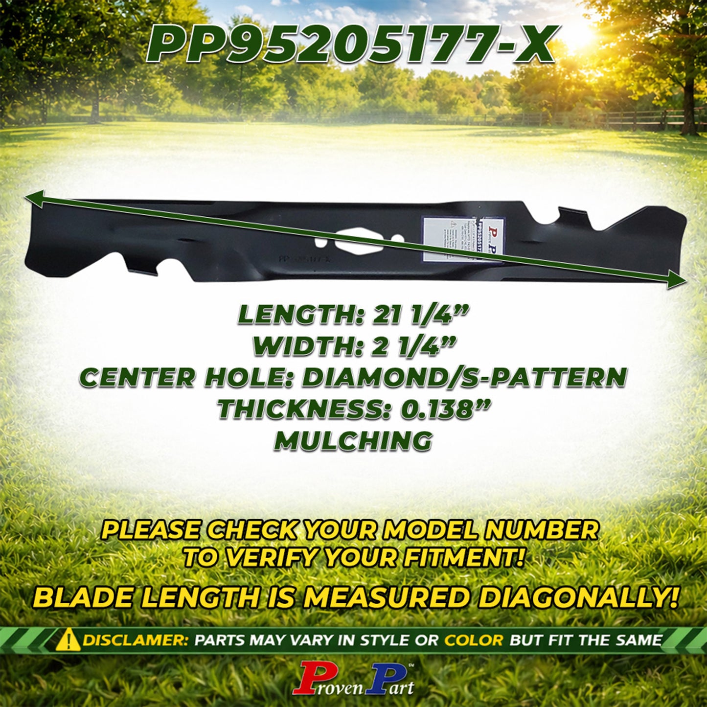 Proven Part 2-Pack Mulching Blades For 42" Cub Cadet MTD 742P05177A-X 742-05177A-X S-Shaped Center Hole 21.25"