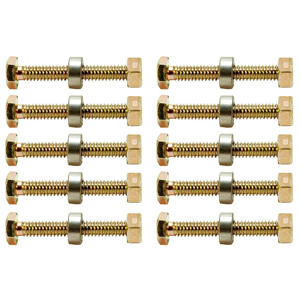 Pack Of (10) Shear Pins w/ Spacers & Nuts Fits John Deere Snow Blowers 301172