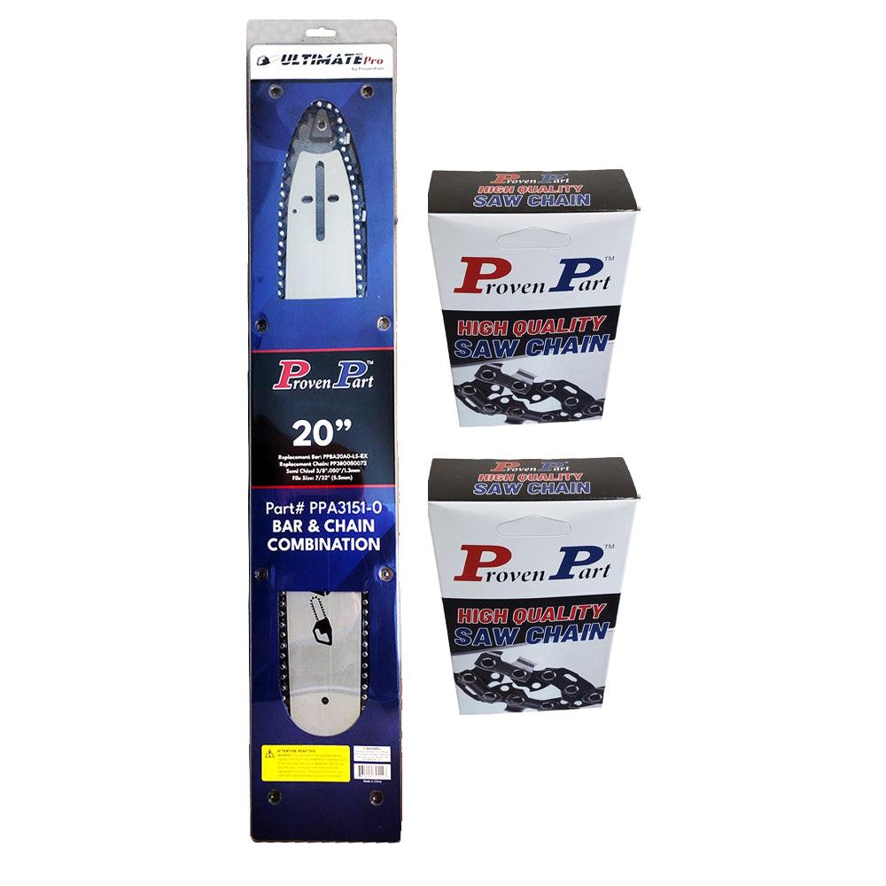 Proven Part 20" Guide Bar 3/8-050-72 For Echo CS550EVL CS590 CS650 CS660 CS680 With 3 Chains