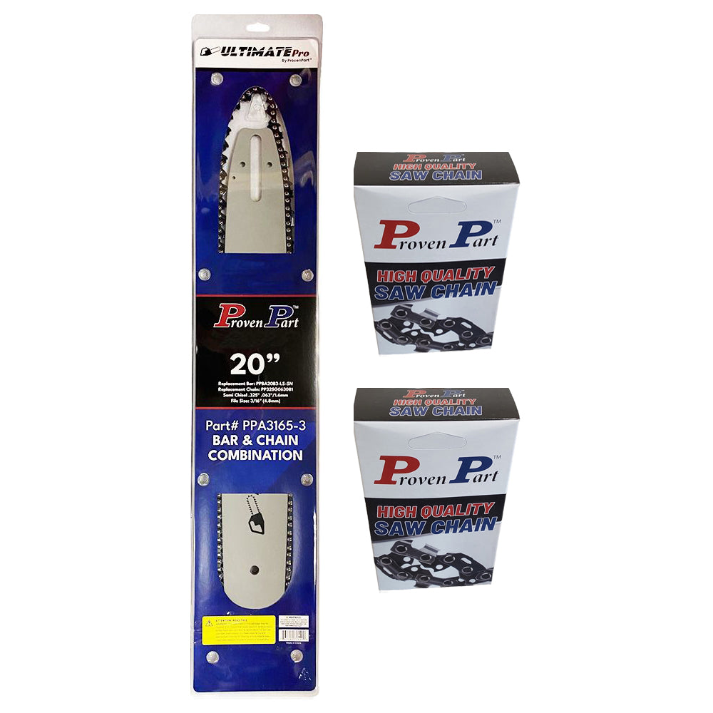 Proven Part 20" Chainsaw Bar and 3 chains .325" .063" 81DL MS 290, MS 291 3003-008-6821