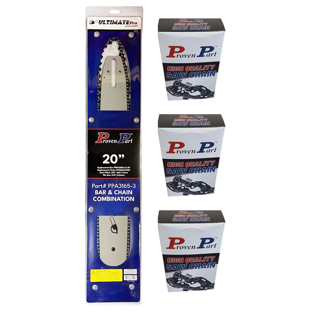 Proven Part 20" Chainsaw Bar and 4 chains .325" .063" 81DL MS 341, MS 360 3003-008-6821