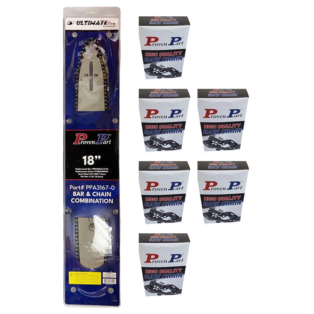 Proven Part 18" Bar and 7 chains 3/8" .050" 68DL Fits Echo CS-706 18DOAS3864C,180SLHD176