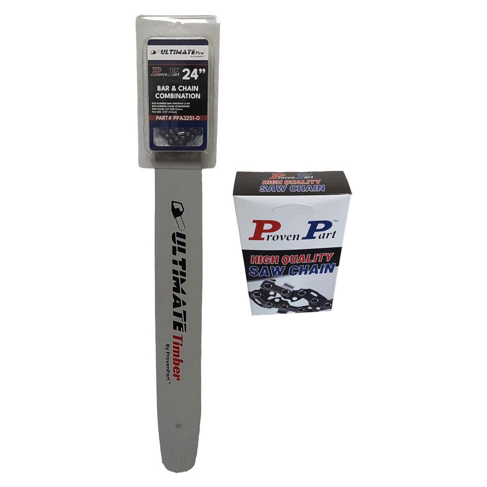 Proven Part 24" Bar 3/8" .050" 84DL Fits Echo CS-590 CS-660 CS-680 240RNDD176 With 2 Chains