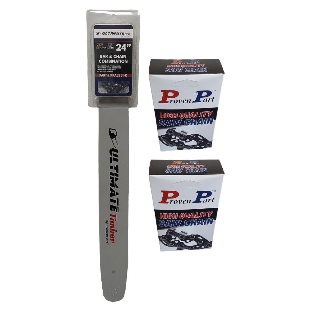 Proven Part 24" Bar 3/8" .050" 84DL Fits Poulan 4900 5200 5400 240RNDD176 With 3 Chains