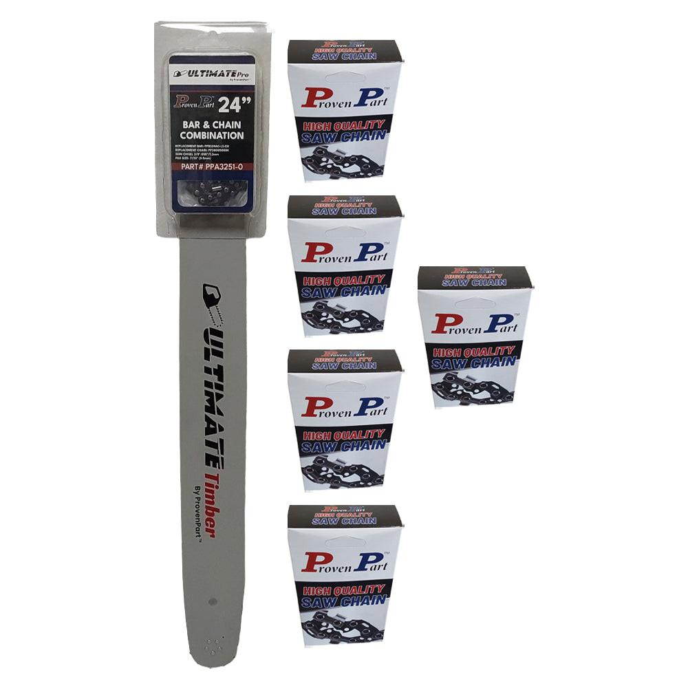 Proven Part 24" Bar 3/8" .050" 84DL Fits Poulan 4900 5200 5400 240RNDD176 With 6 Chains