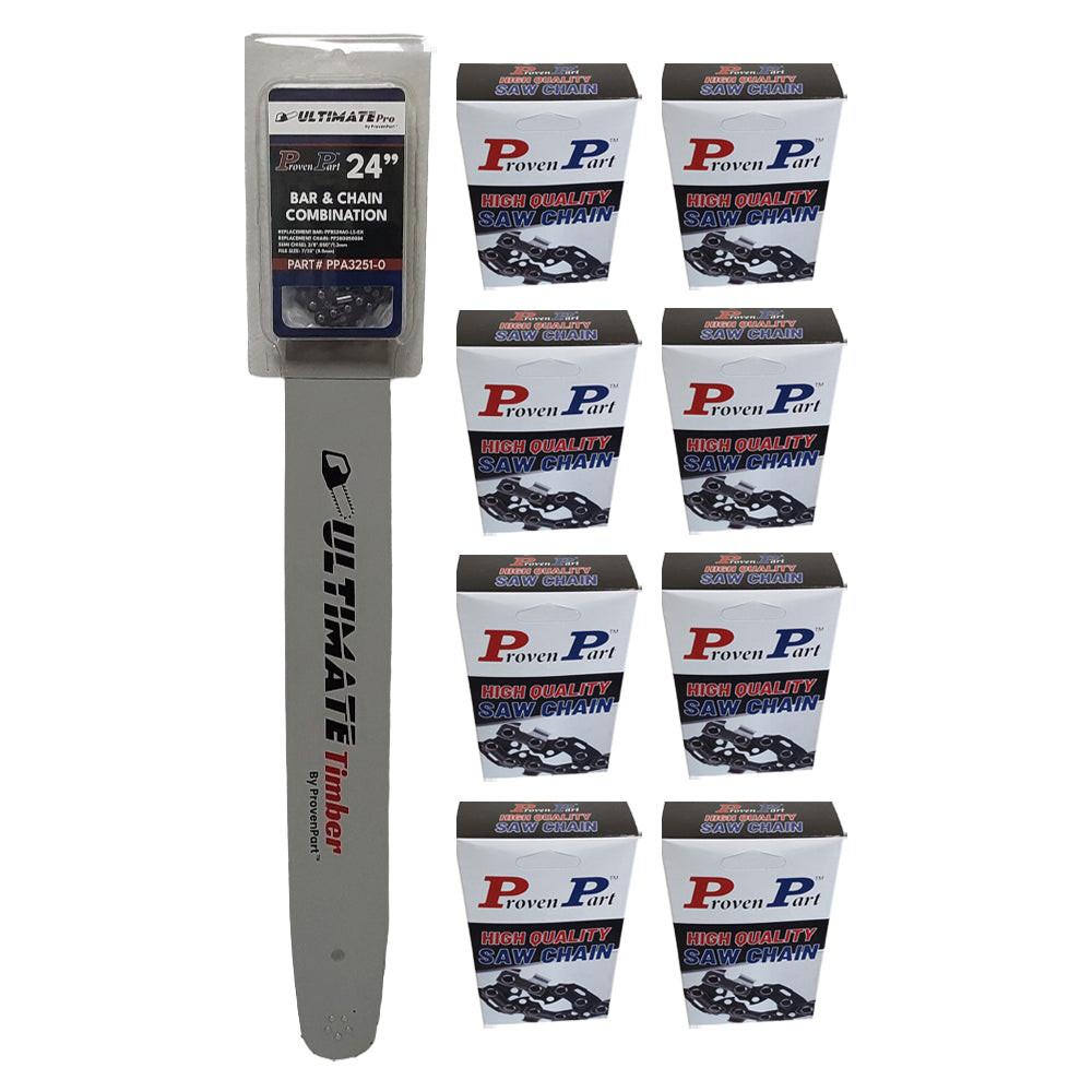 Proven Part 24" Bar 3/8" .050" 84DL Fits Poulan 4900 5200 5400 240RNDD176 With 9 Chains