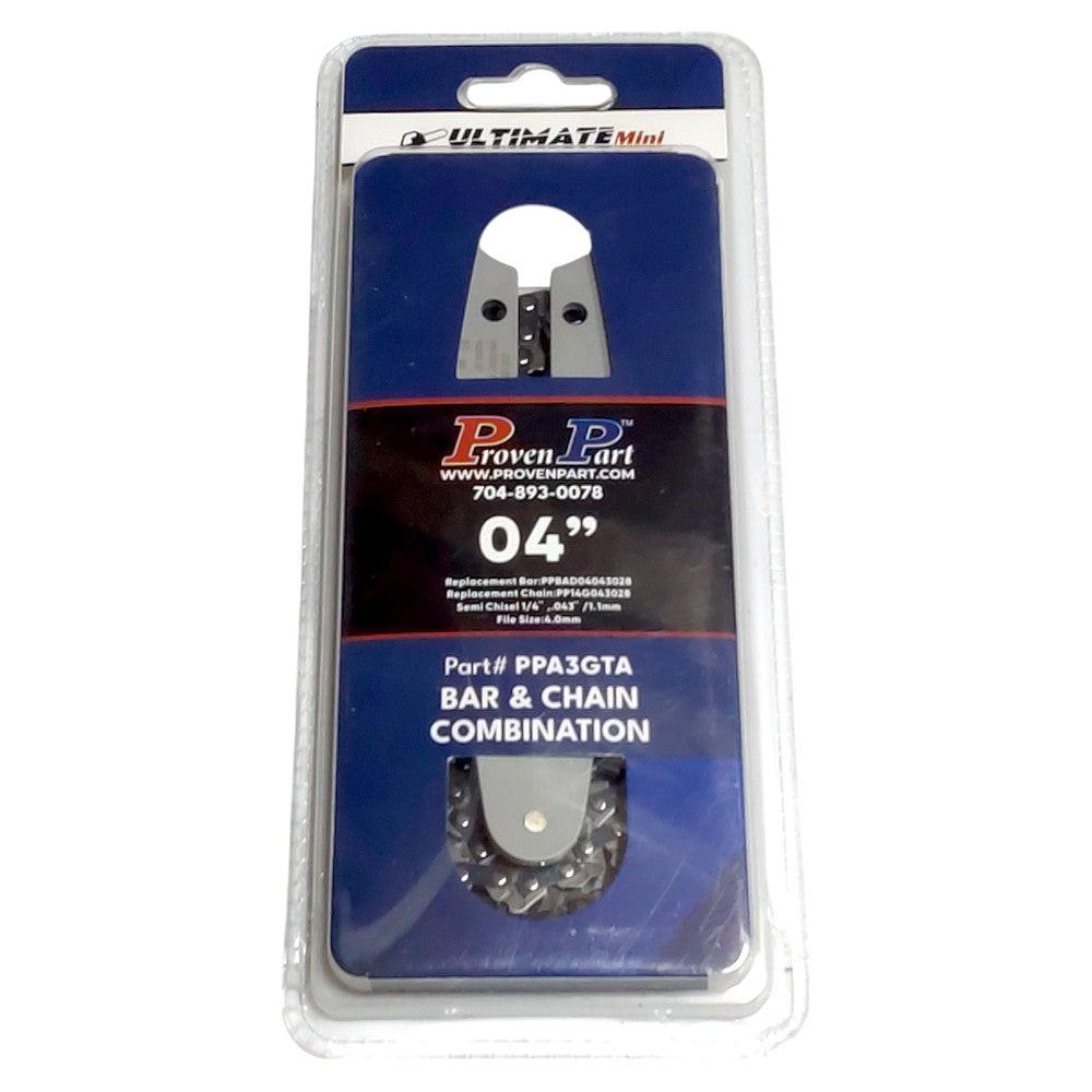 Proven Part 4" Bar and 3 Chains for Stihl GTA 26 Pruner 30070030101, 71PM328