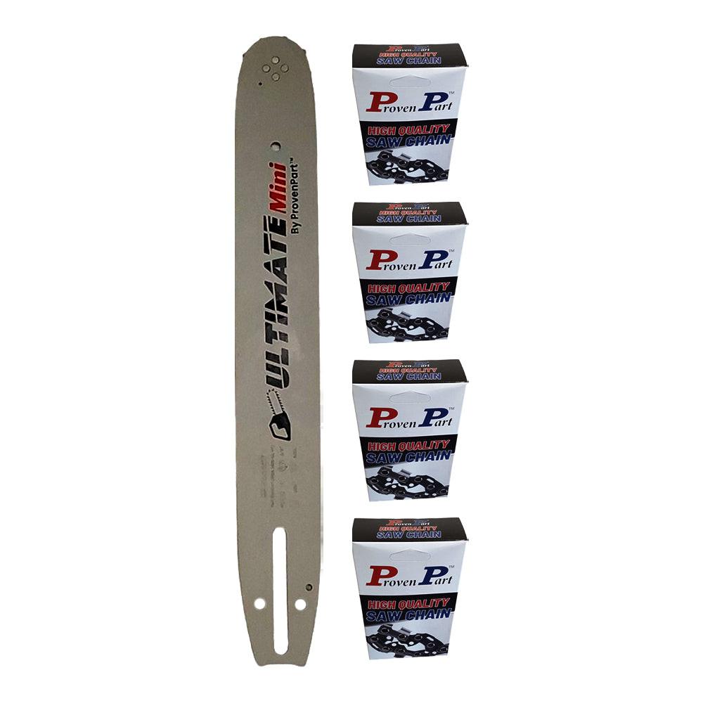 Proven Part 14" Chainsaw Bar And 4 Pack Full Chisel Chain 3/8" LP .050 52DL For Husqvarna Fits 599583952
