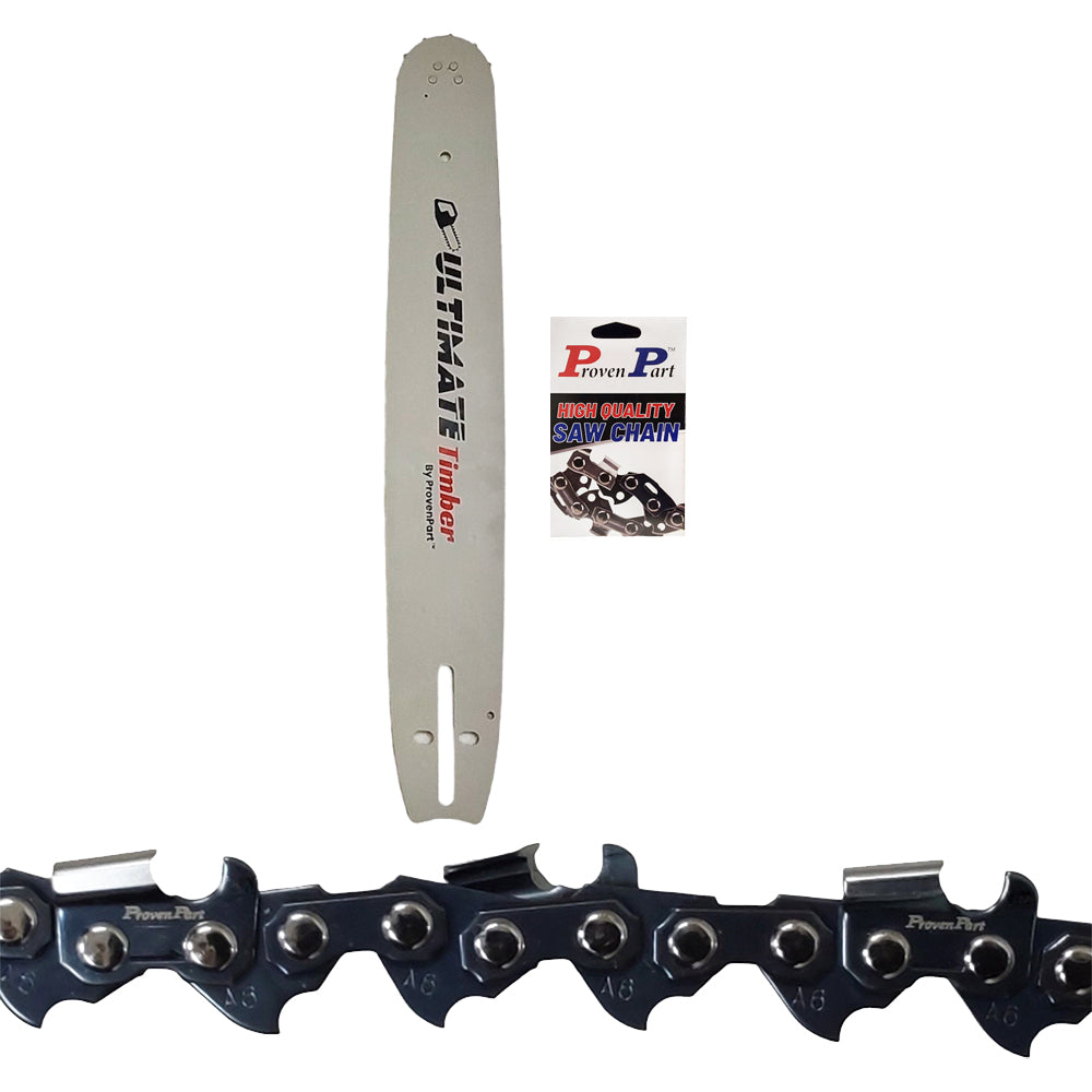 Chainsaw bar and chain set, 16in guide bar with replacement chain