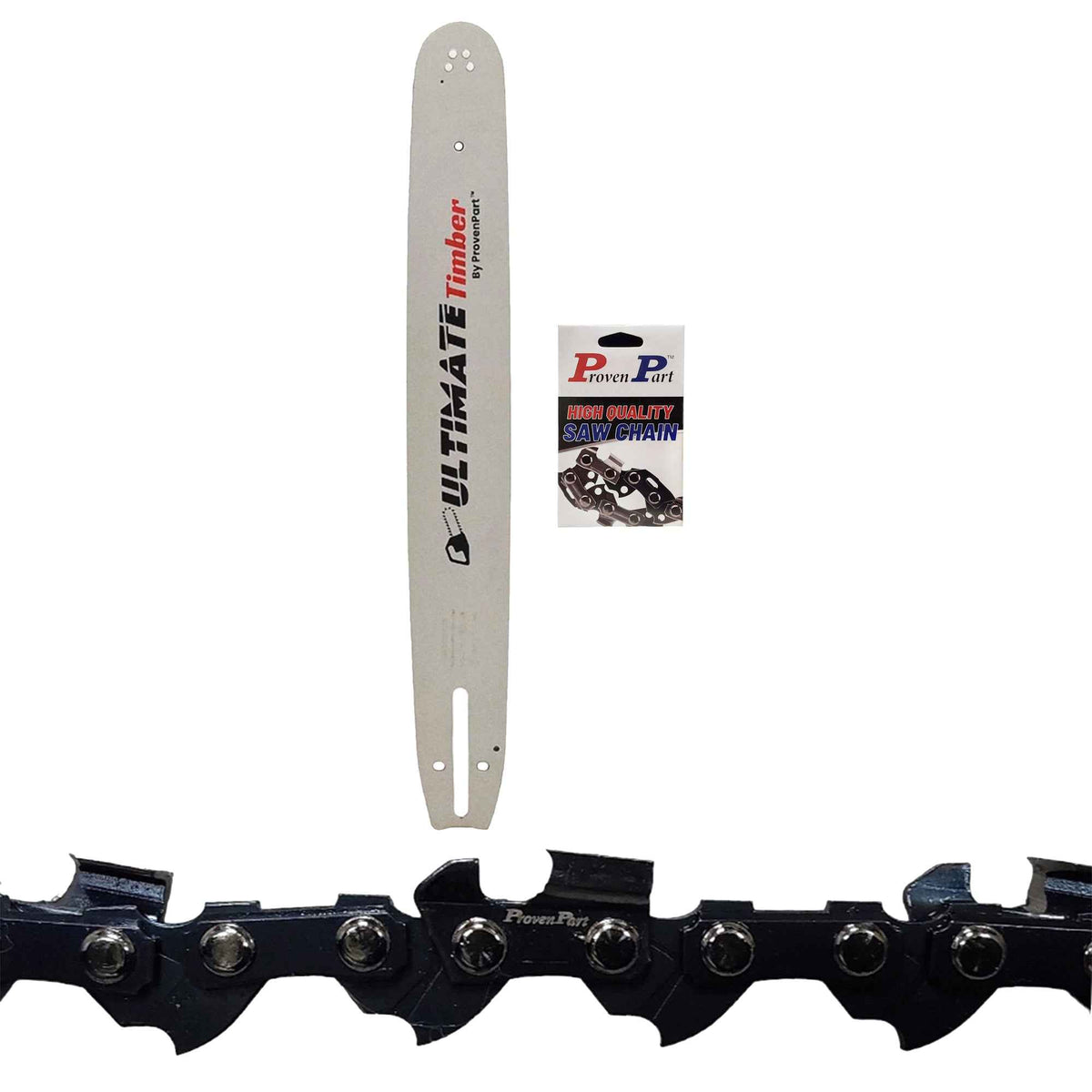 Proven Part 18" Chainsaw Guide Bar & Full Chisel Chain Combo 3/8" .050" 68DL D009 Fits Husqvarna 608000044, HT-380-68