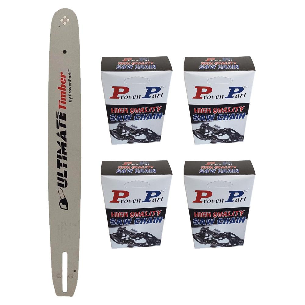 Proven Part 18" Chainsaw Bar And 4 Pack Full Chisel Chain Combo .325" .050" 72DL For Echo Fits 18F0AD3372C