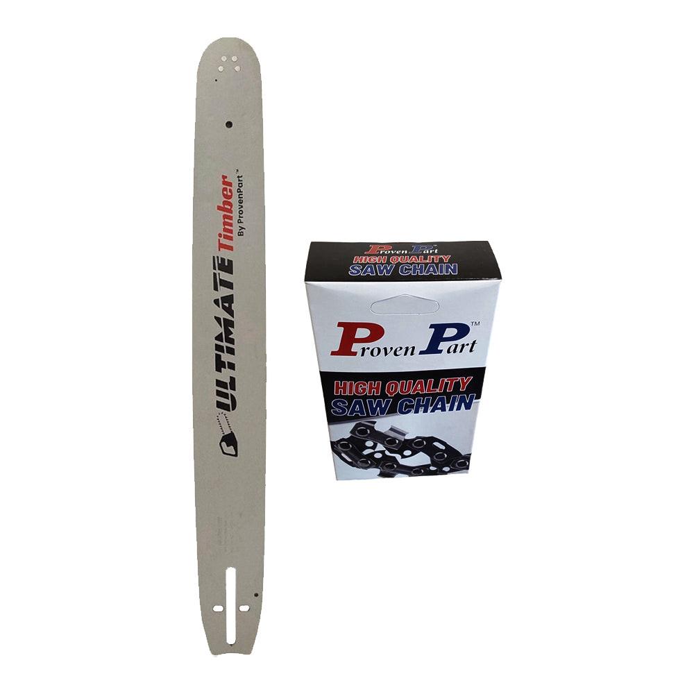 Proven Part 20" Chainsaw Guide Bar And Semi Chisel Chain Combo  3/8" .050" 72DL