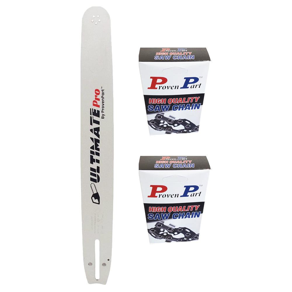 Proven Part 20" Chainsaw Bar And 2 Pack Full Chisel Chain Combo 3/8" .058" 72DL 208RNDD009