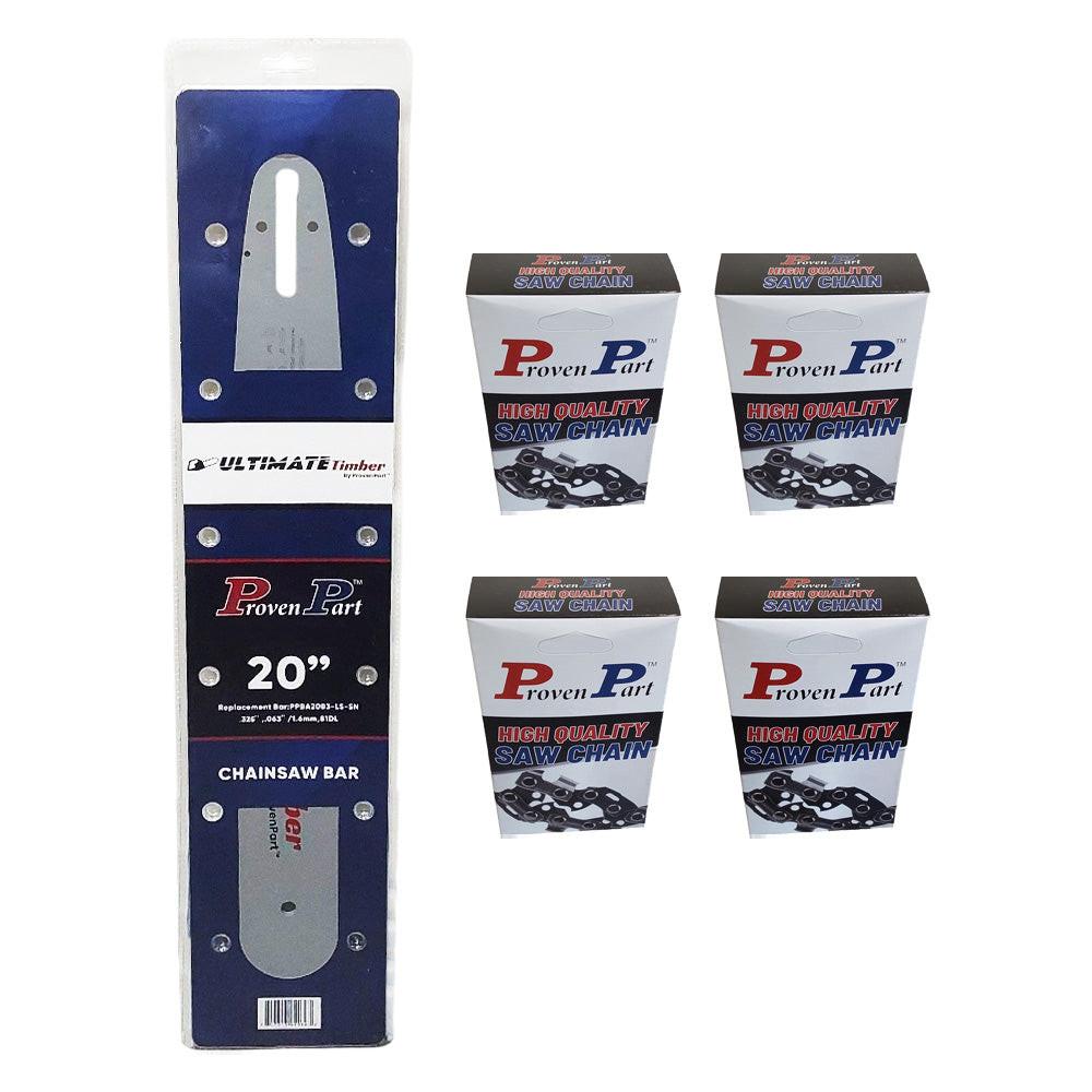 Barra de 20" de pieza probada para Stihl 024 026 Ms260 028 030 031 032 034 036 Ms360 .325 .063 81Dl