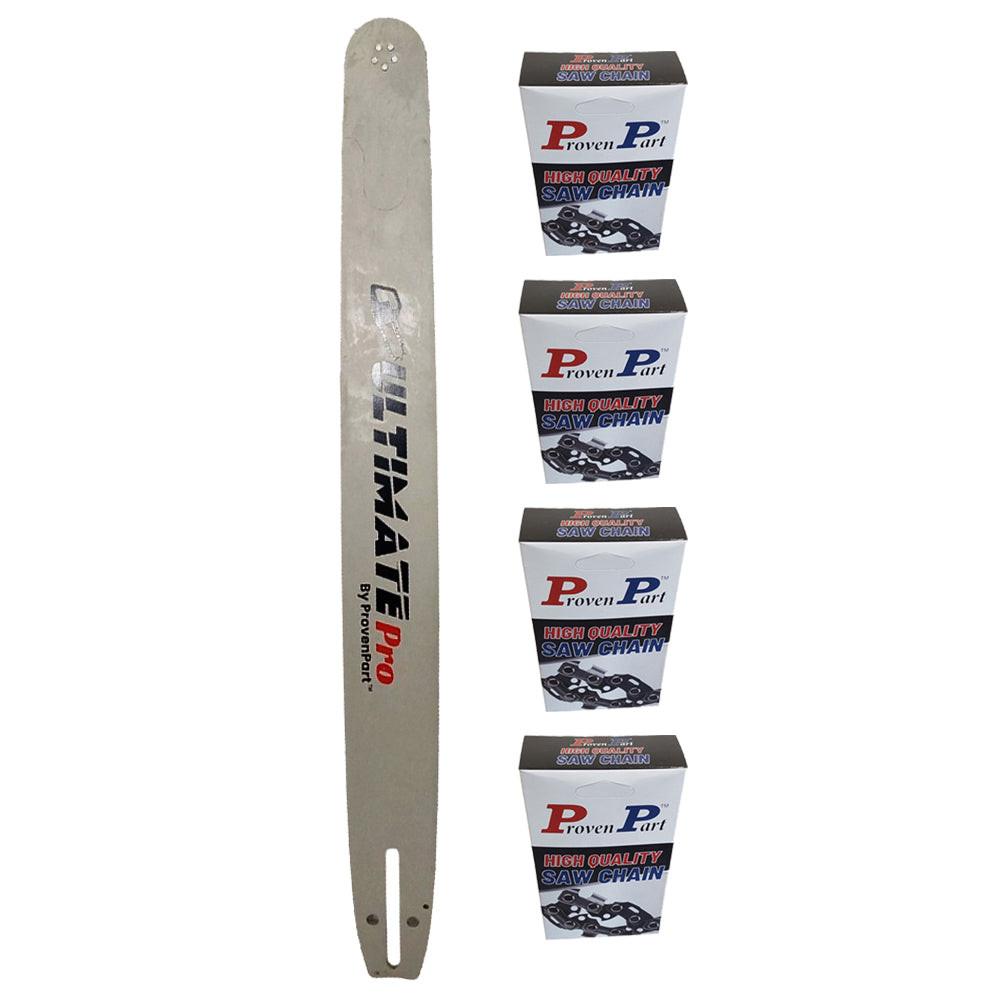 Proven Part 24" Chainsaw Bar With 4 Semi Chisel Chains 3/8" .050" 84DL Fits Redmax GZ7000RN HV D009