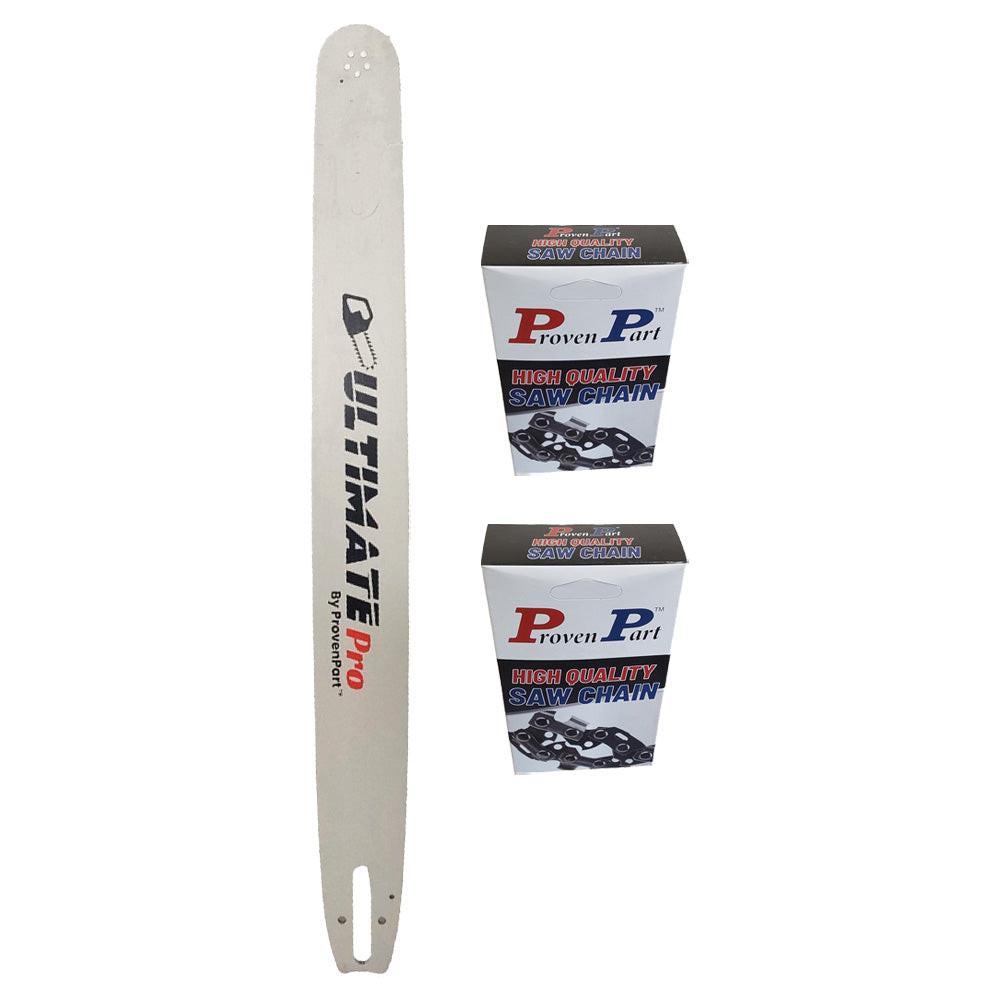 Proven Part 24" Chainsaw Guide Bar And 2 Pack Semi Chisel Chain Combo 3/8" .050" 84DL For Stihl