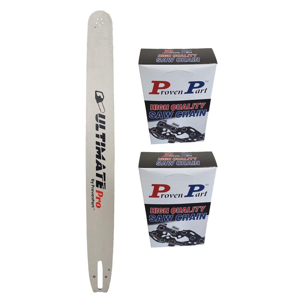 Proven Part 24" Chainsaw Guide Bar And 2 Pack Full Chisel Chain Combo 3/8" .050" 84DL For Stihl