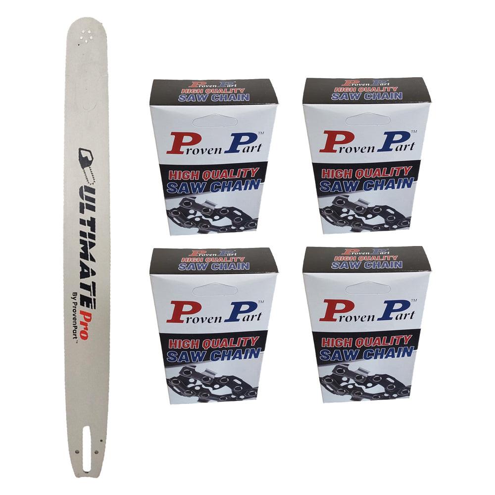 Proven Part 24" Chainsaw Guide Bar And 4 Pack Full Chisel Chain Combo 3/8" .050" 84DL For Stihl