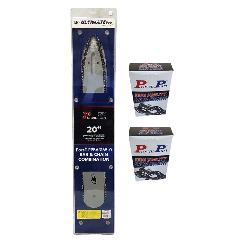 Proven Part 20" Bar and 3 chains .325" .050" 81DL Fits Stihl 034, 036, 038 3003 008 6621