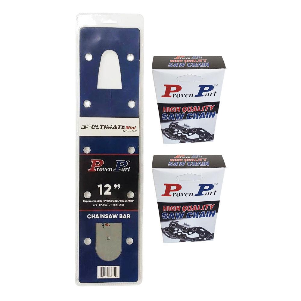 Proven Part 12" Guide Bar And 2 Pack Semi Chisel Chain 3/8"LP .043" 44DL Fits Stihl 3005 000 4405