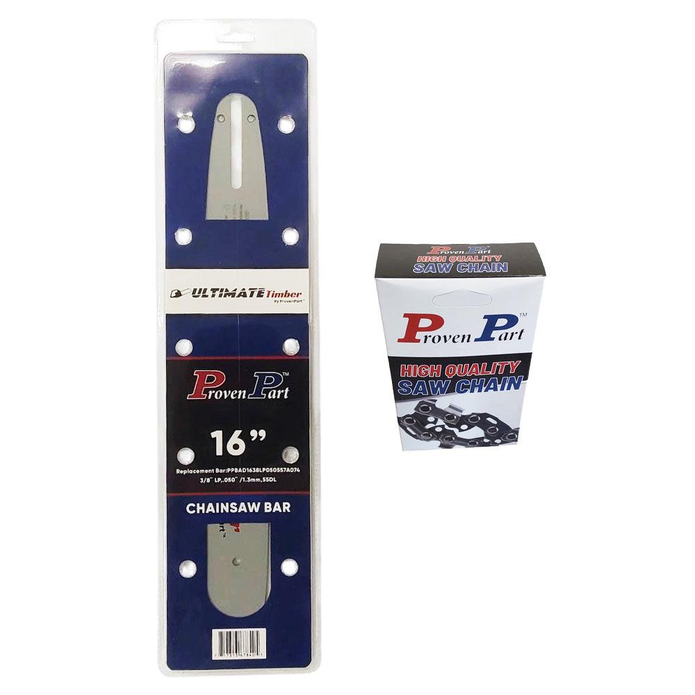 Proven Part 16" Guide Bar And Full Chisel Chain Combo 3/8"LP .050" 55DL Fits Stihl 3005 000 4813