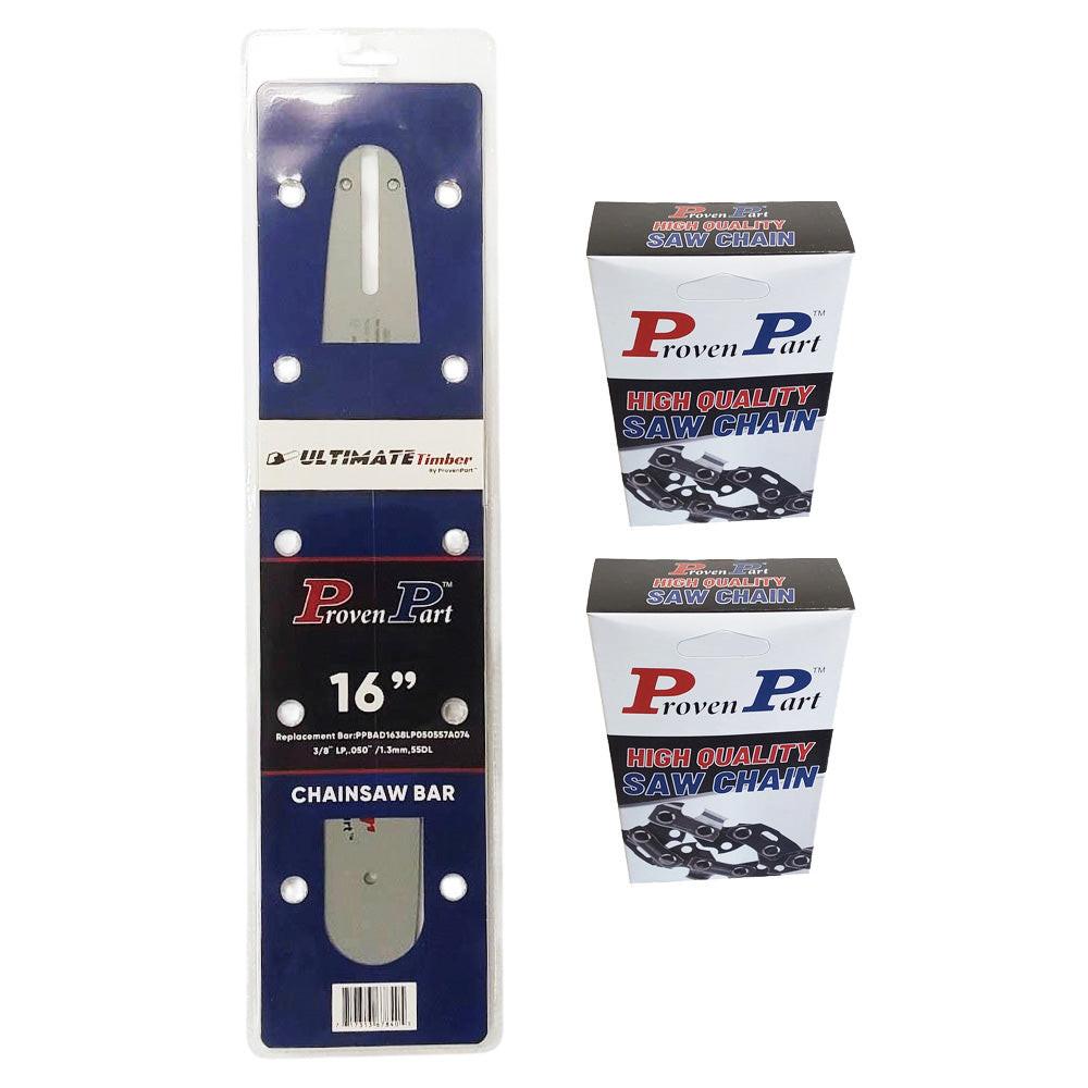 Proven Part 16In Bar and 2 Chains 3/8LP .050 55DL Fits Stihl MS 210 C-BE, MS 211, MS 211 C, MS 211 C-BE, MS 212 160SDEA074
