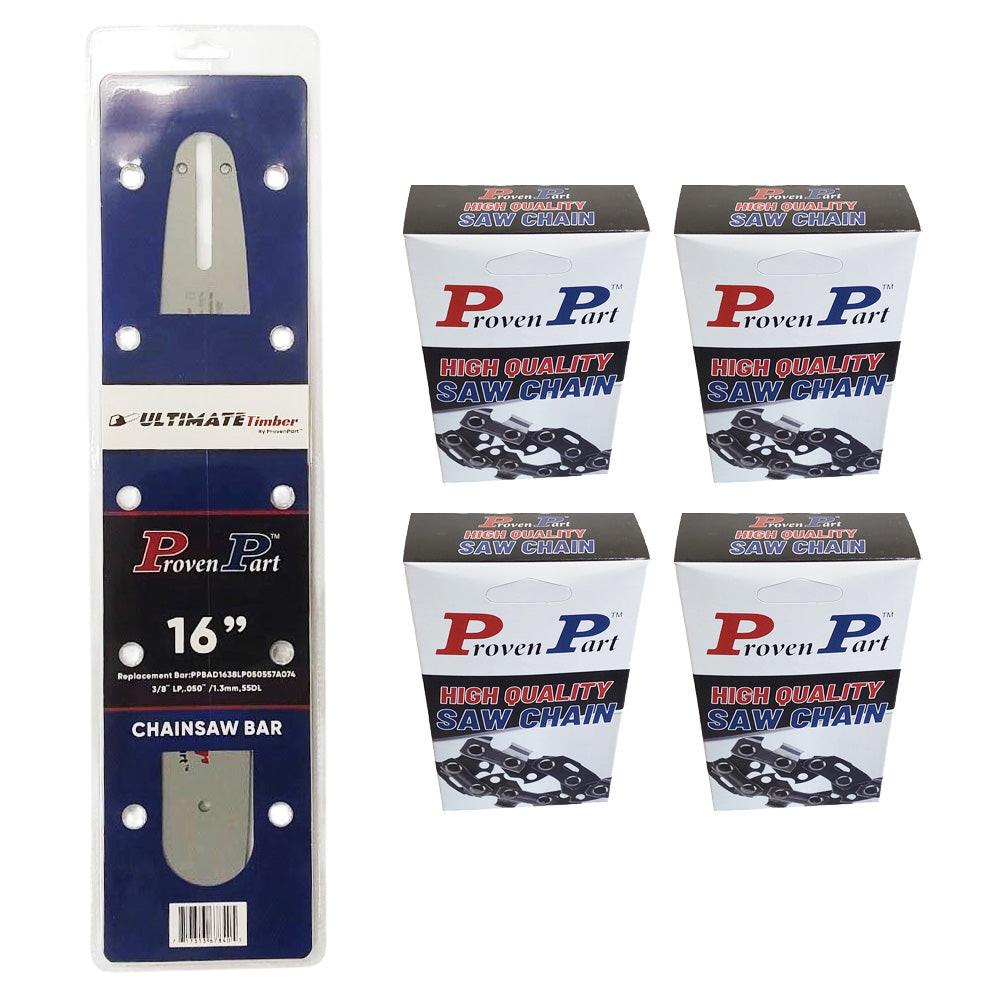 Proven Part 16In Bar and 4 Chains 3/8LP .050 55DL Fits Olympyk 240, 241, 244, 935, OLE 140F, OLE 300  160SDEA074