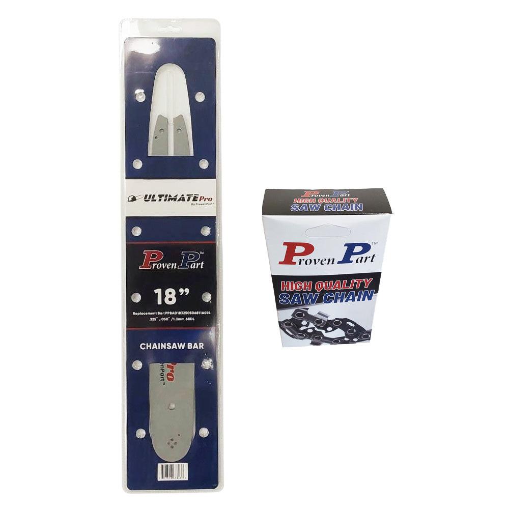 Proven Part 18In Bar and 1 Chain .325 .050 68DL Fits Stihl MS 230, MS 230C, MS 230C‑BE, MS 241C‑M 3005‑008‑7017, 180TXLBA074