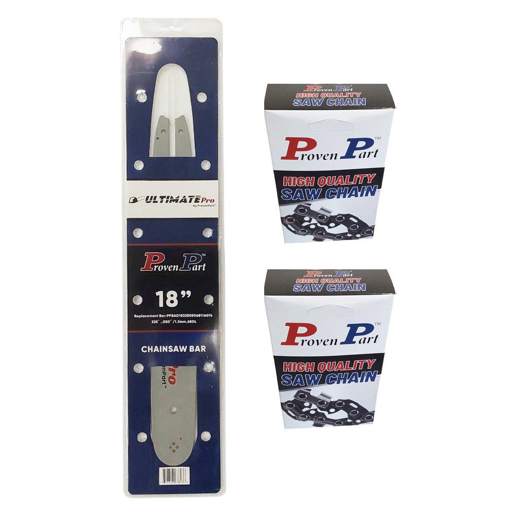 Proven Part 18" Guide Bar And 2 Pack Semi Chisel Chain Combo .325" .050" 68DL Fits Stihl 3005 008 7017