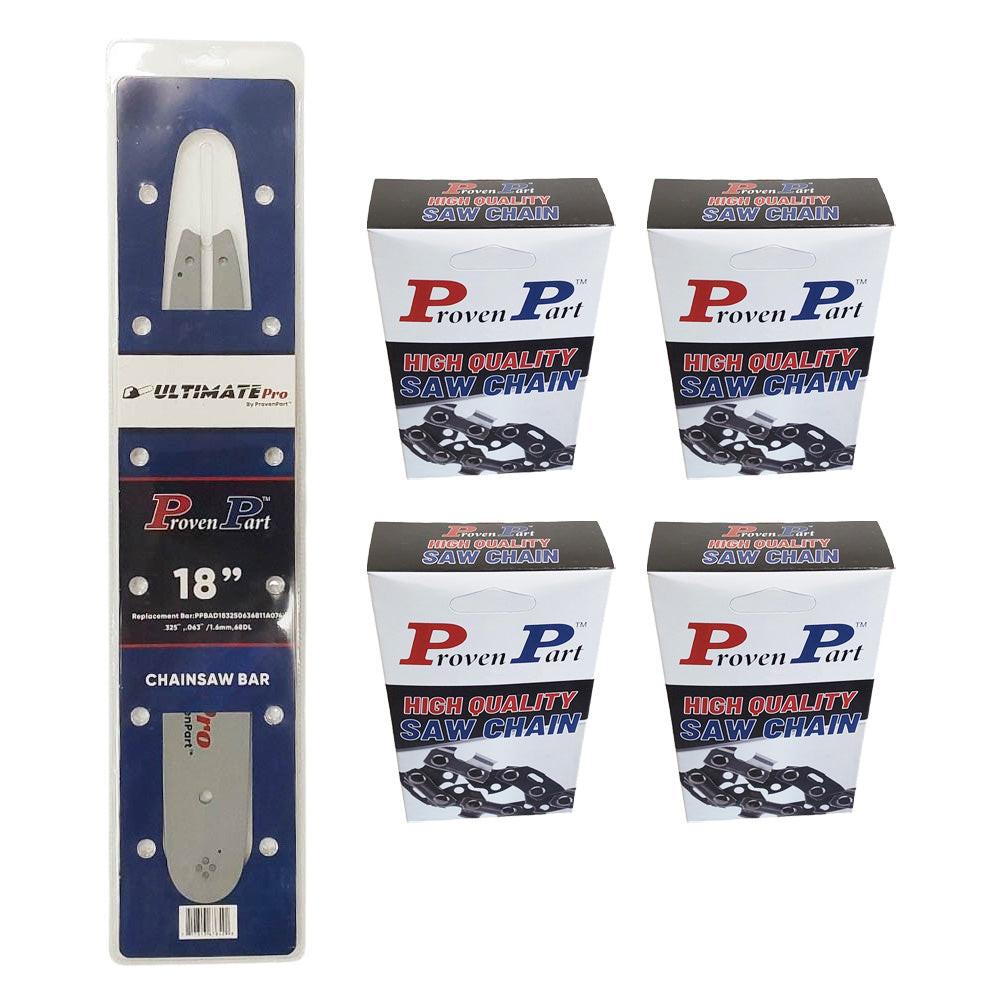 Proven Part 18In Bar and 4 Chains .325 .063 68DL Fits Stihl MS250, MS250C, MS250C‑BE, MS251, MS251C, MS251C‑BE 30050084717