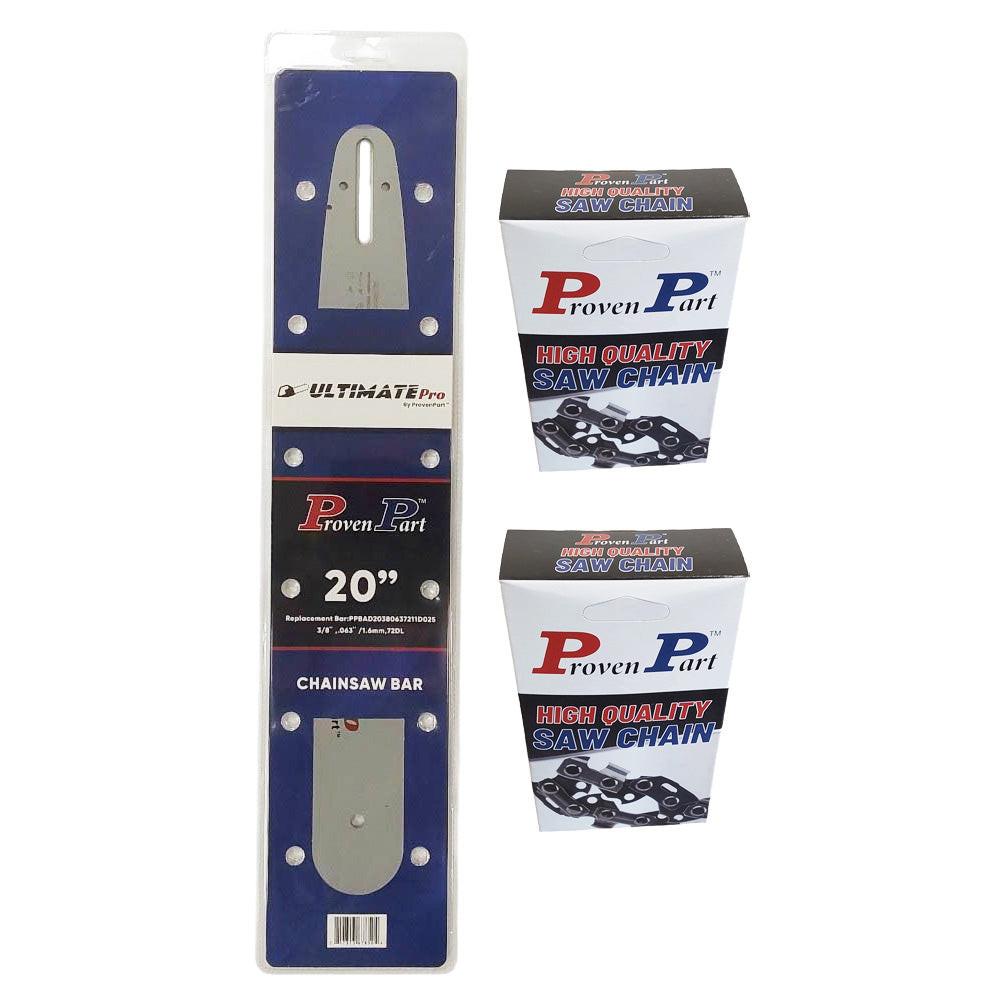 Proven Part 20In Bar and 2 Chains 3/8 .063 72DL For Stihl MS 440, MS 441 C-Q, MS 462 C-M R, MS 500i, 3003 000 9421, 203VXLHD025
