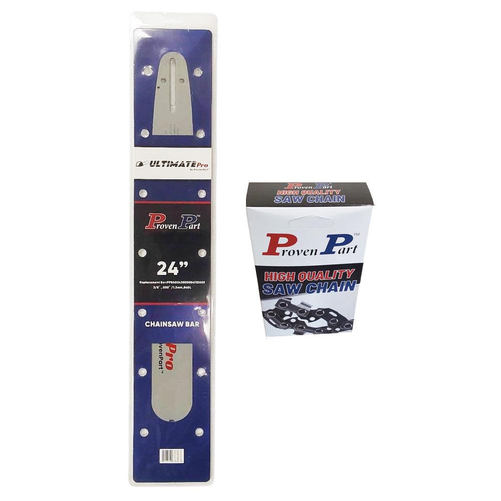 Proven Part 24In Bar and 1 Chain 3/8 .050 84DL Fits Makita DCS7901, DCS9000, DCS9010FL, EA7300P, EA7900P 240RNDD009