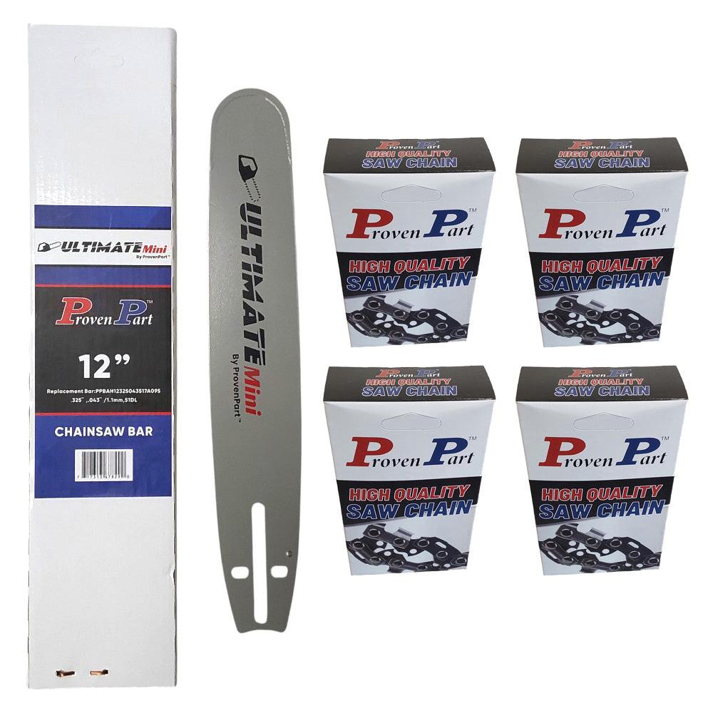 Proven Part 12In Bar and 4 Chains .325 .043 51DL Fits Husqvarna  535i XP, 540i XP, T535I XP, T540 XP MARK III, T540I XPG, T540I XP 593914351