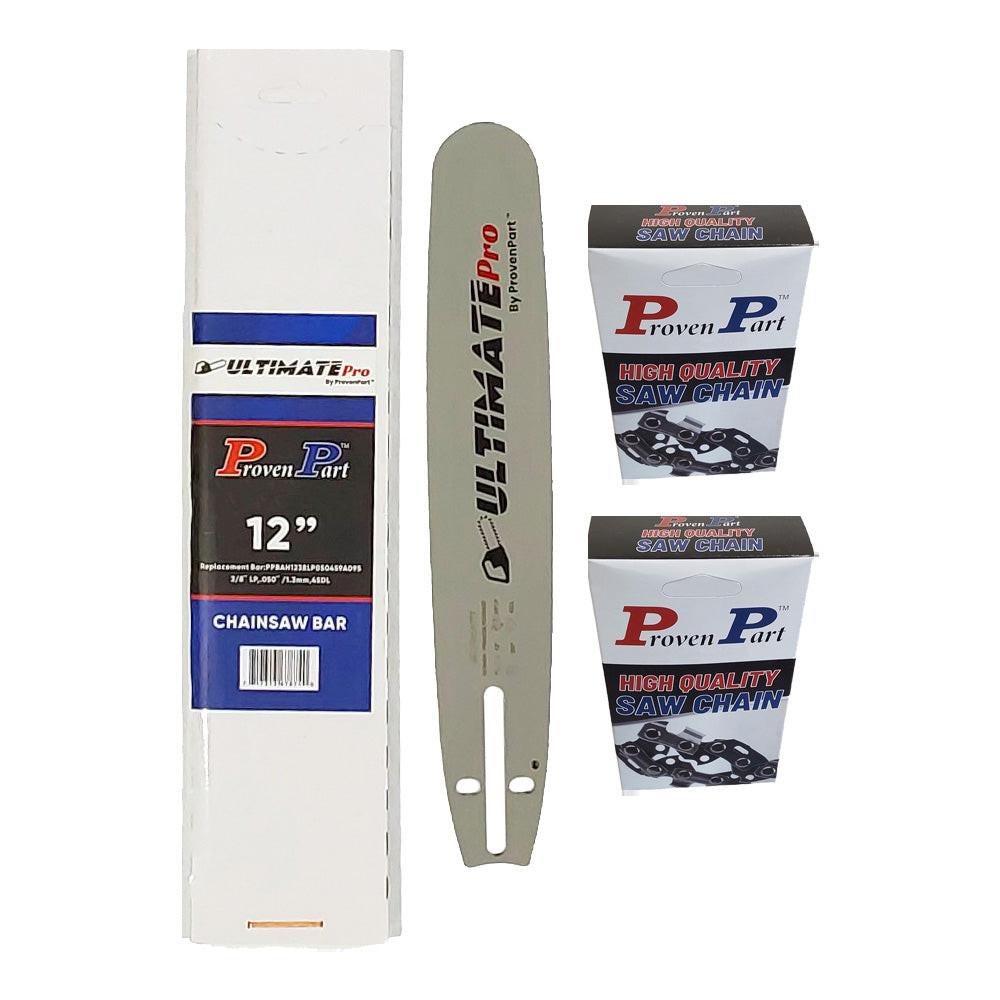 Proven Part 12In Bar and 2 Chains 3/8LP .050 45DL Fits Jonesered CS 2135, CS 2139T, CS 2234, CS 2236T 120SXEA095