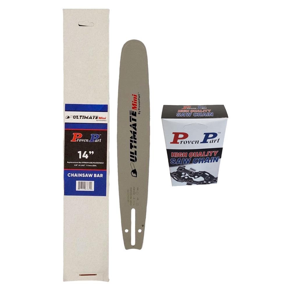 Proven Part 14In Bar and 1 Chain 3/8LP .043 52DL Fits Dolmar 100, 101, 102, 103, 104, 105, 106, 108, ES-161 DOP144MLEA041DO