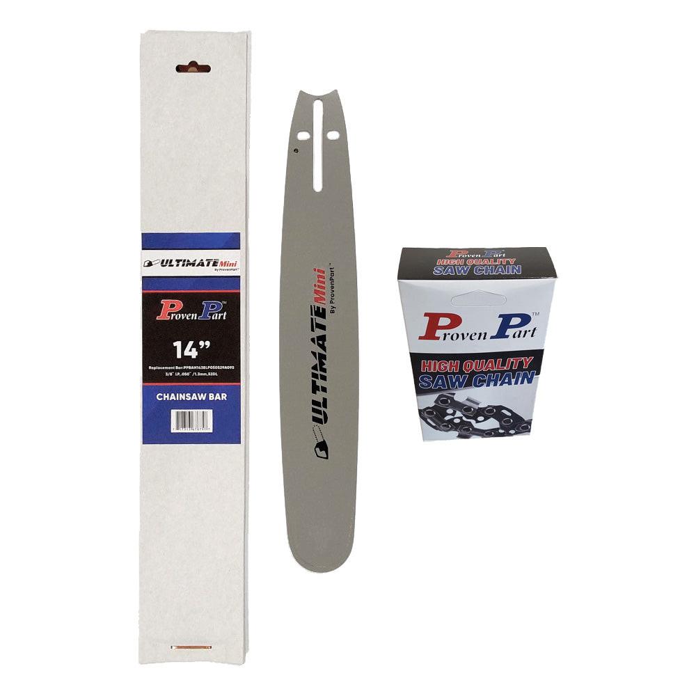 Proven Part 14In Bar and 1 Chain 3/8LP .050 52DL Fits McCulloch CS1415, MS1435, MS1636, MS1645, MS1842AVCC,  140SDEA095