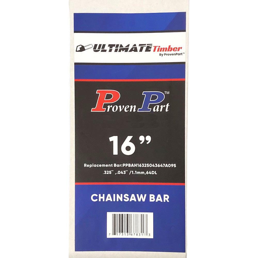 Proven Part 16In Bar and 4 Chains .325 .043 64DL Fits Jonsered CS2117EL, CS2139T, CS2236T 164TXLNA095
