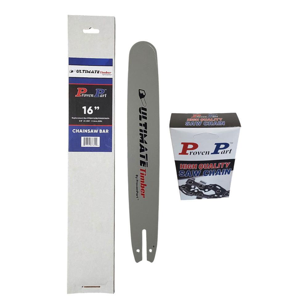 Proven Part 16In Bar and 1 Chain 3/8LP .050 55DL Fits Oleo Mac 240, 241, 244, 935, E160F(114E/116E) 160SDEA074