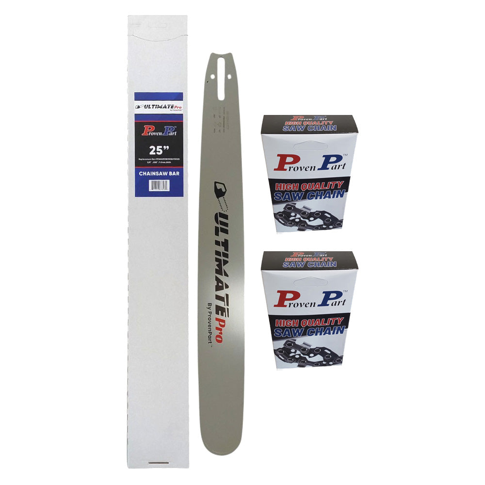 Proven Part 25In Chainsaw Bar and 2 Chains 3/8 .050 84DL Fits 3003‑000‑8830 Mount D025