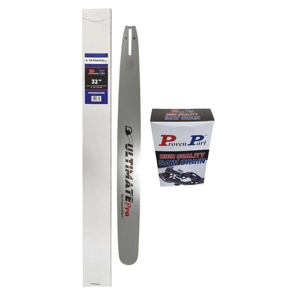 Proven Part 32In Bar and 1 Full Chisel Chain 3/8 .050 105DL For Husqvarna  365, 372 XP, 372 XPW, 575 XP, 576 XP, 390 XP 320RNDD009.