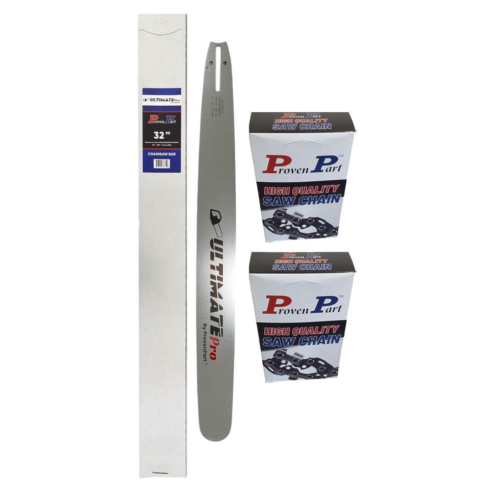 Proven Part 32In Bar and 2 Chains 3/8 .050 105DL For Dolmar PS-6400, PS-6400H, PS-6400W, PS-7300, PS-7300H 320RNDD009, 608000053, HT-380-105