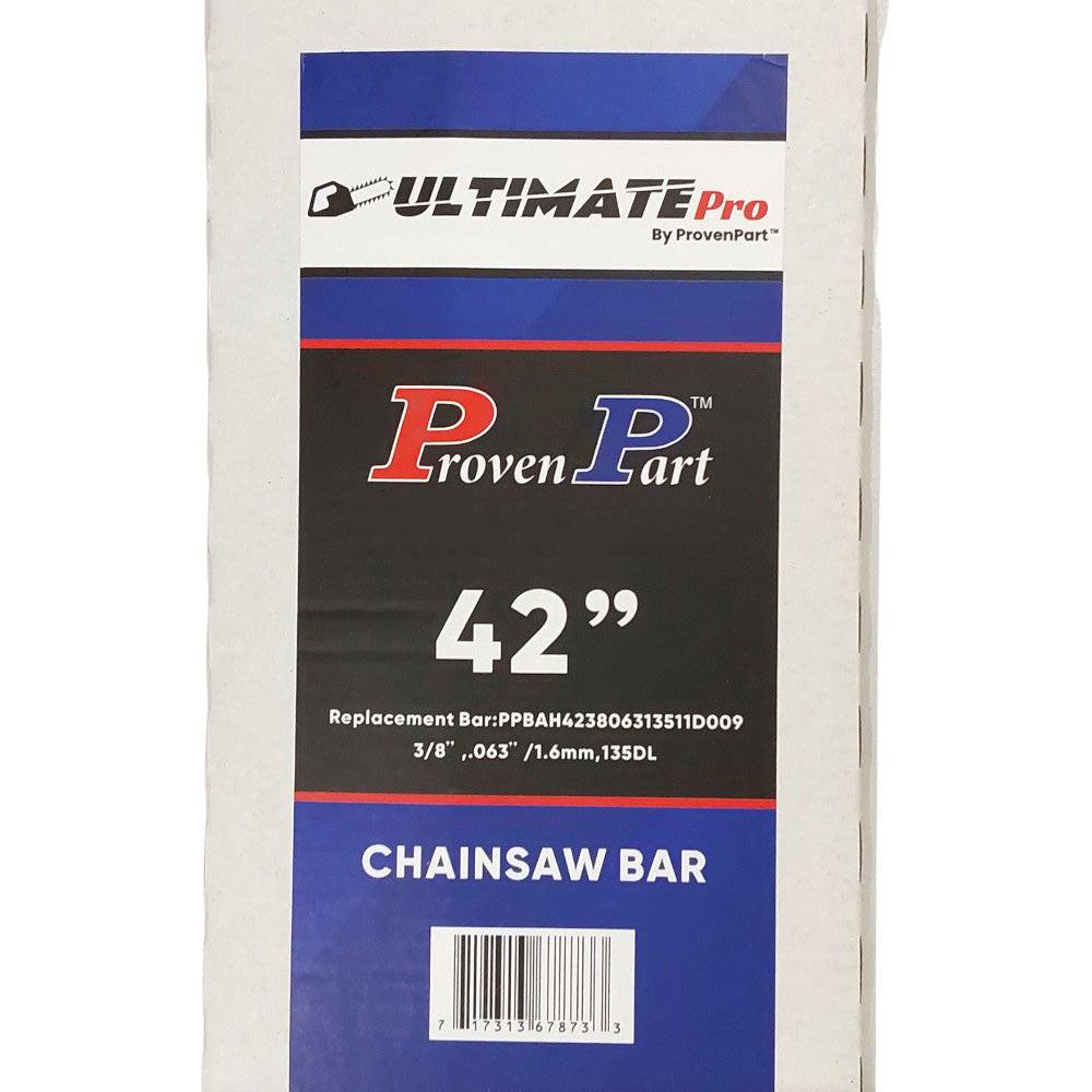 Proven Part 42In Bar 423RNDD009 and 4 Full Chisel Chains 3/8 .063 135DL Fits Jonsered 2077, 2083, 2083II, 2094, 2095, 625.