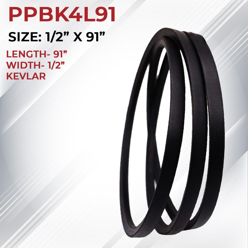 Correa de pieza probada 1/2 x 91 compatible con Simplicity Troy Bilt 1655069 1703886 1751597